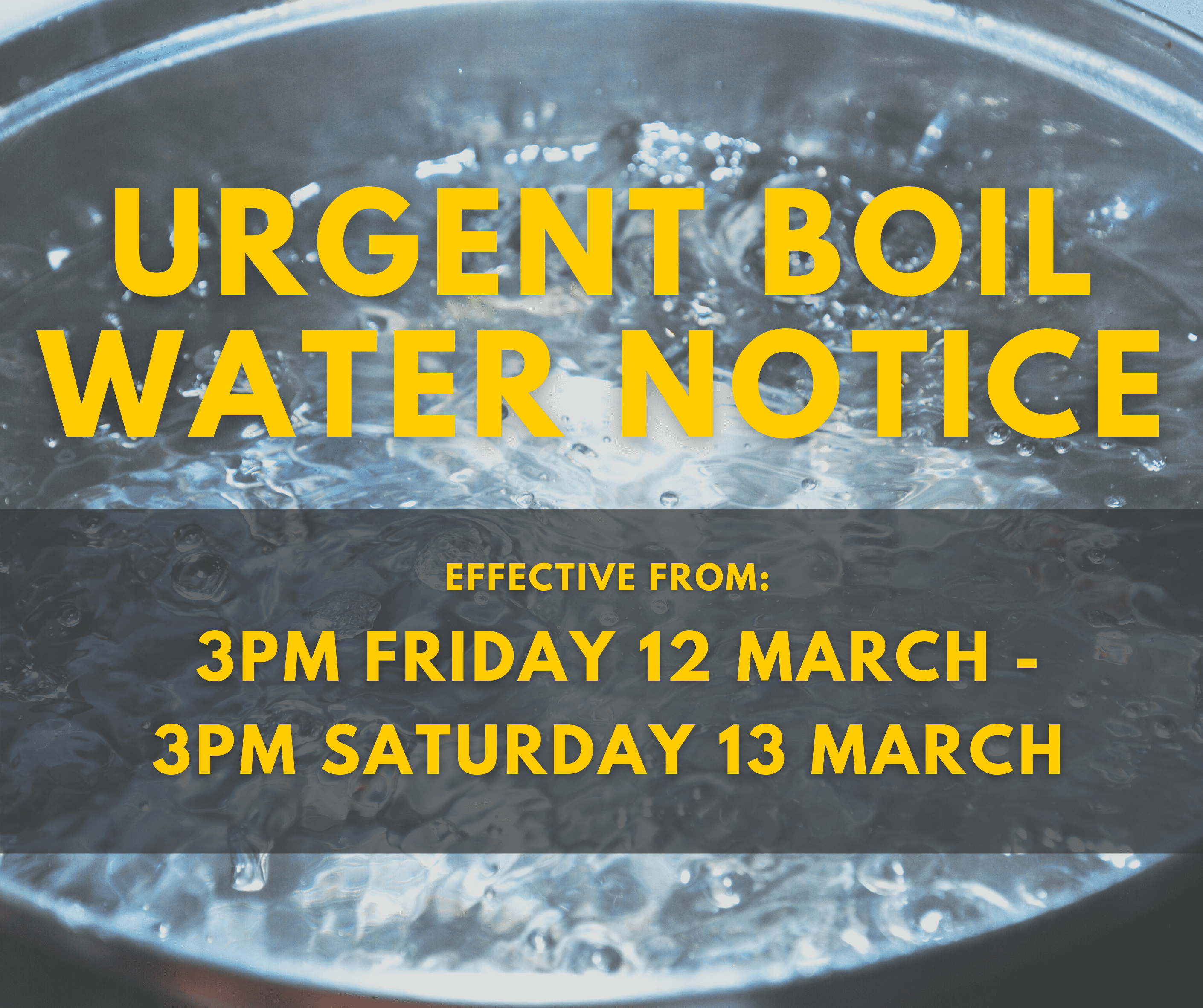URGENT All drinking water must be boiled in Carterton for 24 hours
