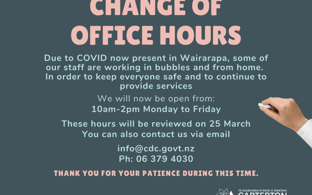 Temporary change to main council office hours