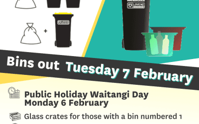 Bins out Tuesday: Waitangi Day on Monday