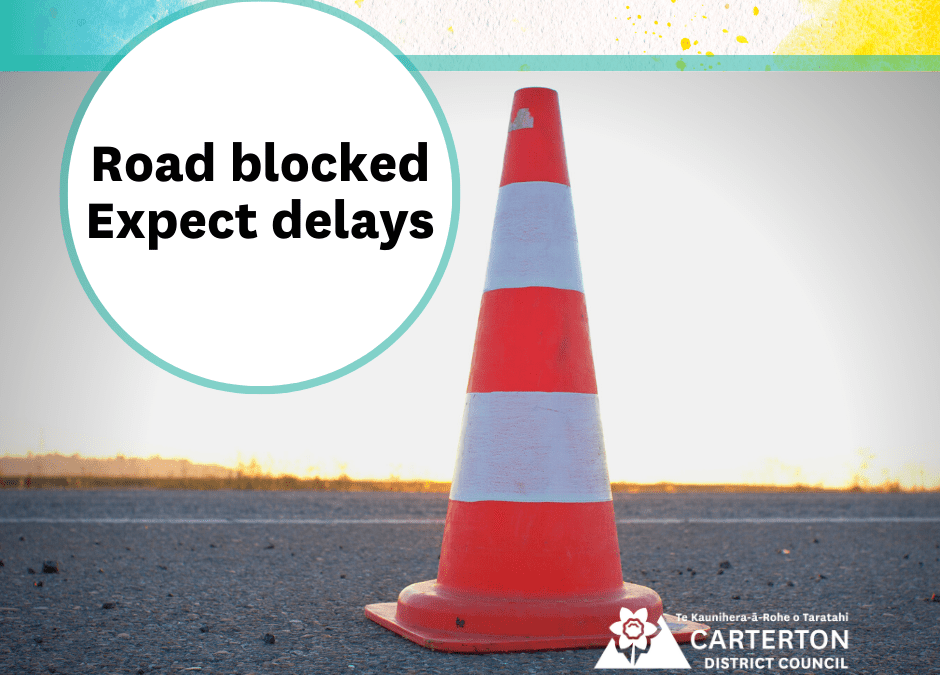 Road blocked – Westmere Road at Te Wharau Road intersection