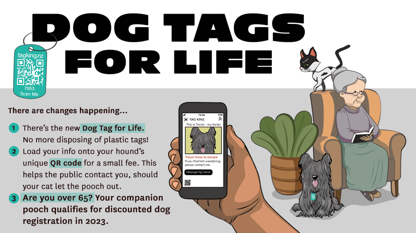 Banner Image: Dog Tags For Life - discount for dog owners over 65
