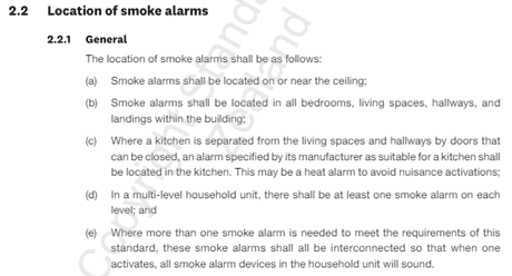 Smoke alarm locations