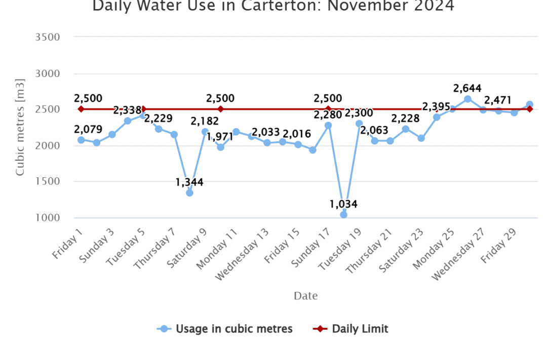 Daily Water Use in Carterton: November 2024