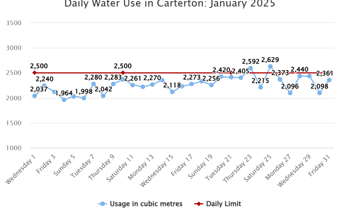 Daily Water Use in Carterton: January 2025